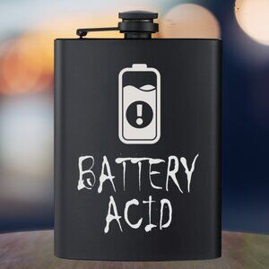 Personalized Engraved Battery Acid Black Flask